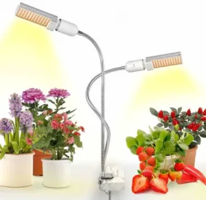 LED Grow Light for Indoor Plant, Relassy 15000Lux Sunlike Full Spectrum Grow Lamp, Dual Head Gooseneck