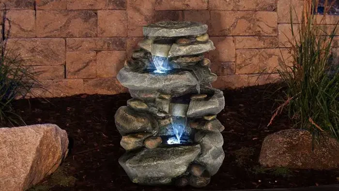 Pure garden Outdoor Water Fountain With LED Lights, Lighted Cascade Waterfall - Gardeners Yards